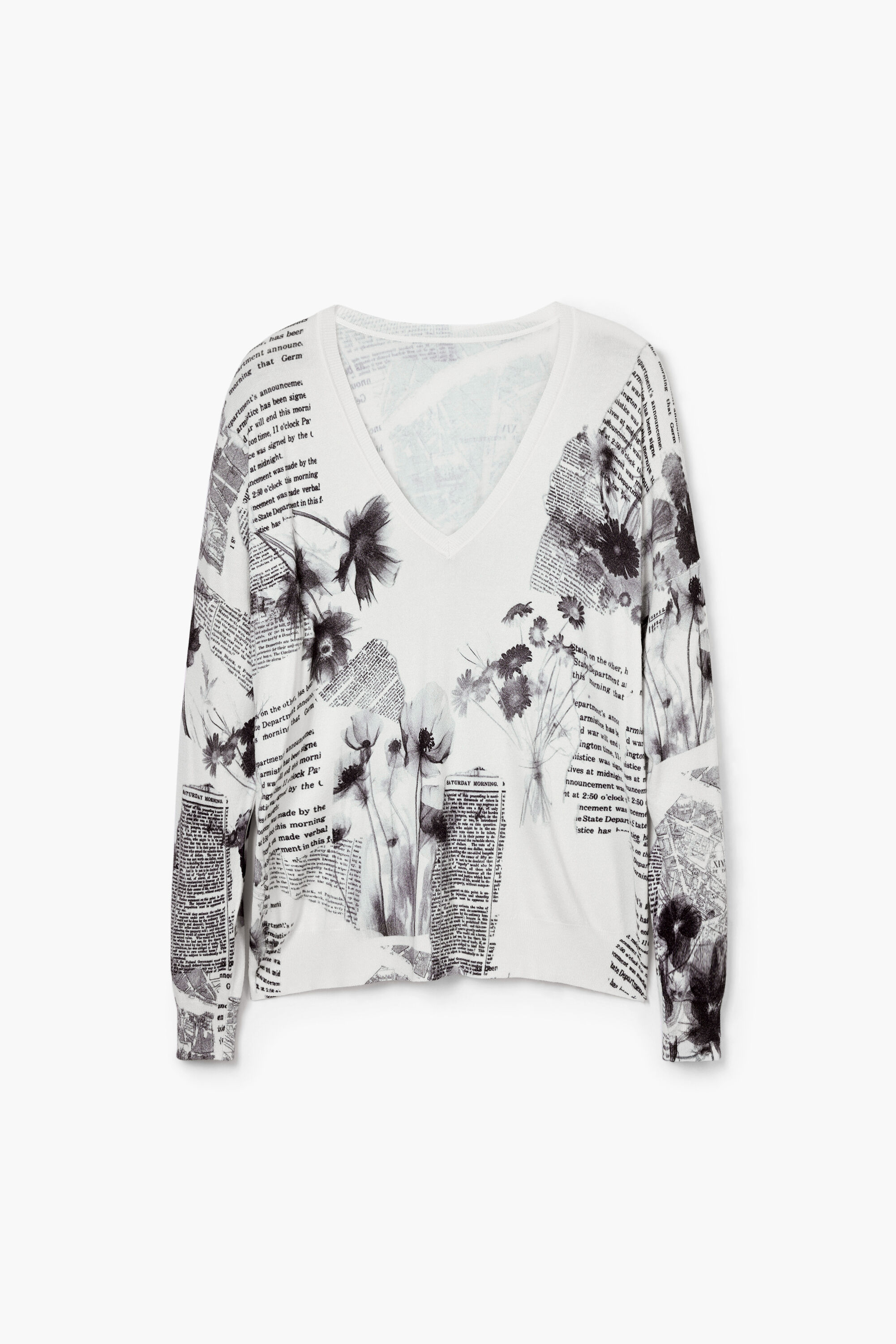 Suéter de malha estampado com texto