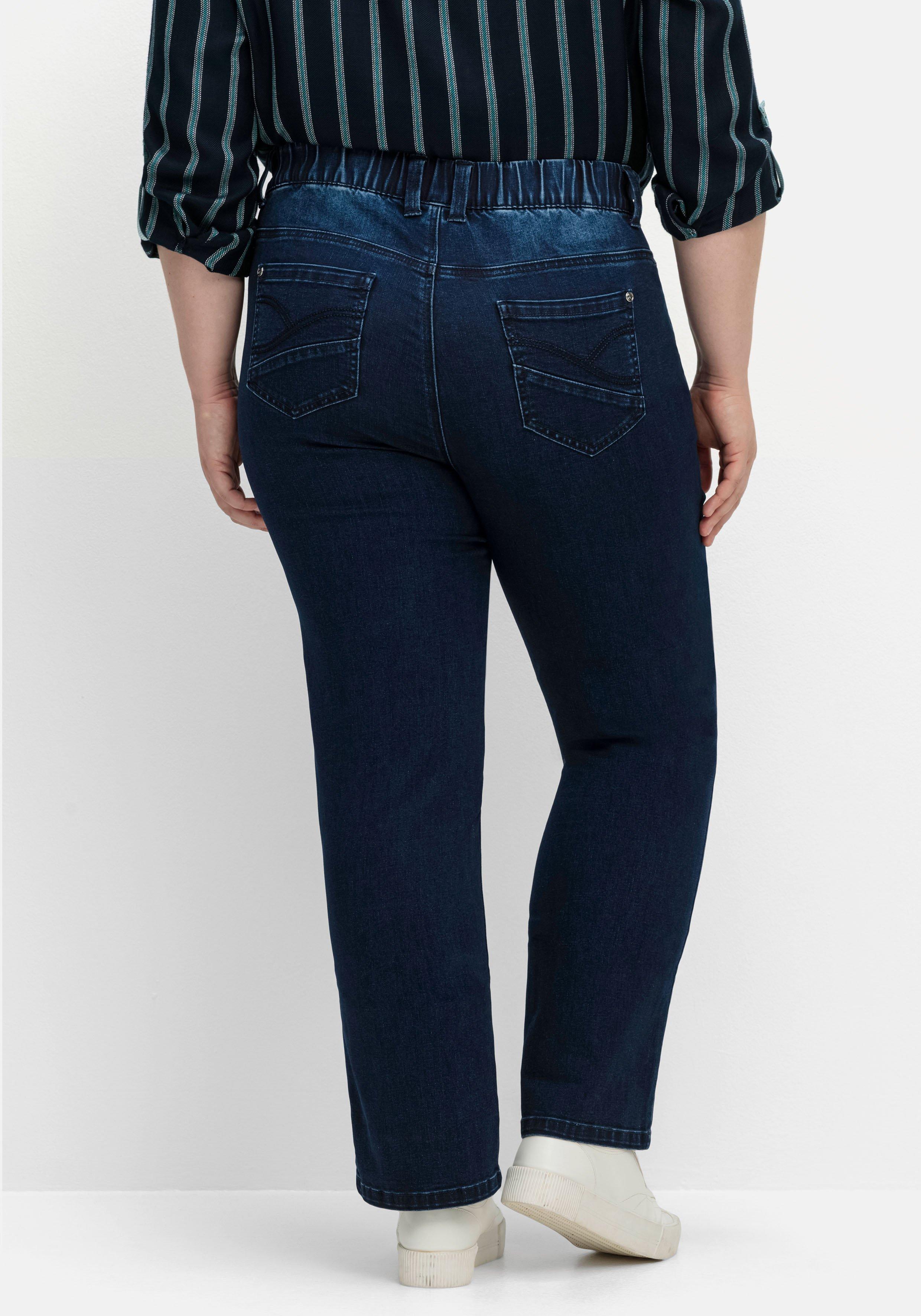 Gerade Jeans mit Gummibund und Shaping-Einsatz