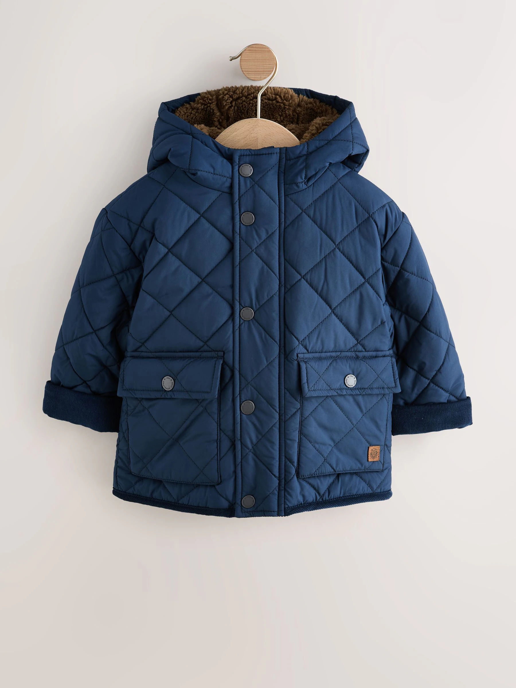 Marineblauw - Gewatteerde jas met borgvoering (3mnd-7jr)