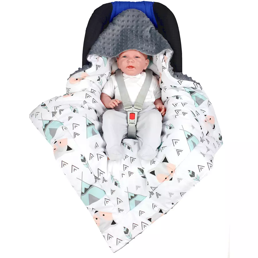 TupTam Baby Winter Einschlagdecke für Babyschale Wattiert mint