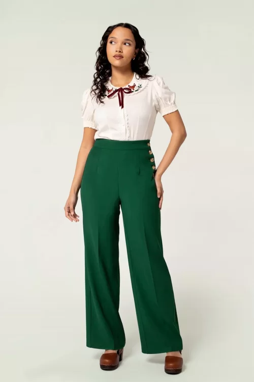 Bunny Ginger wijde pantalon in donkergroen