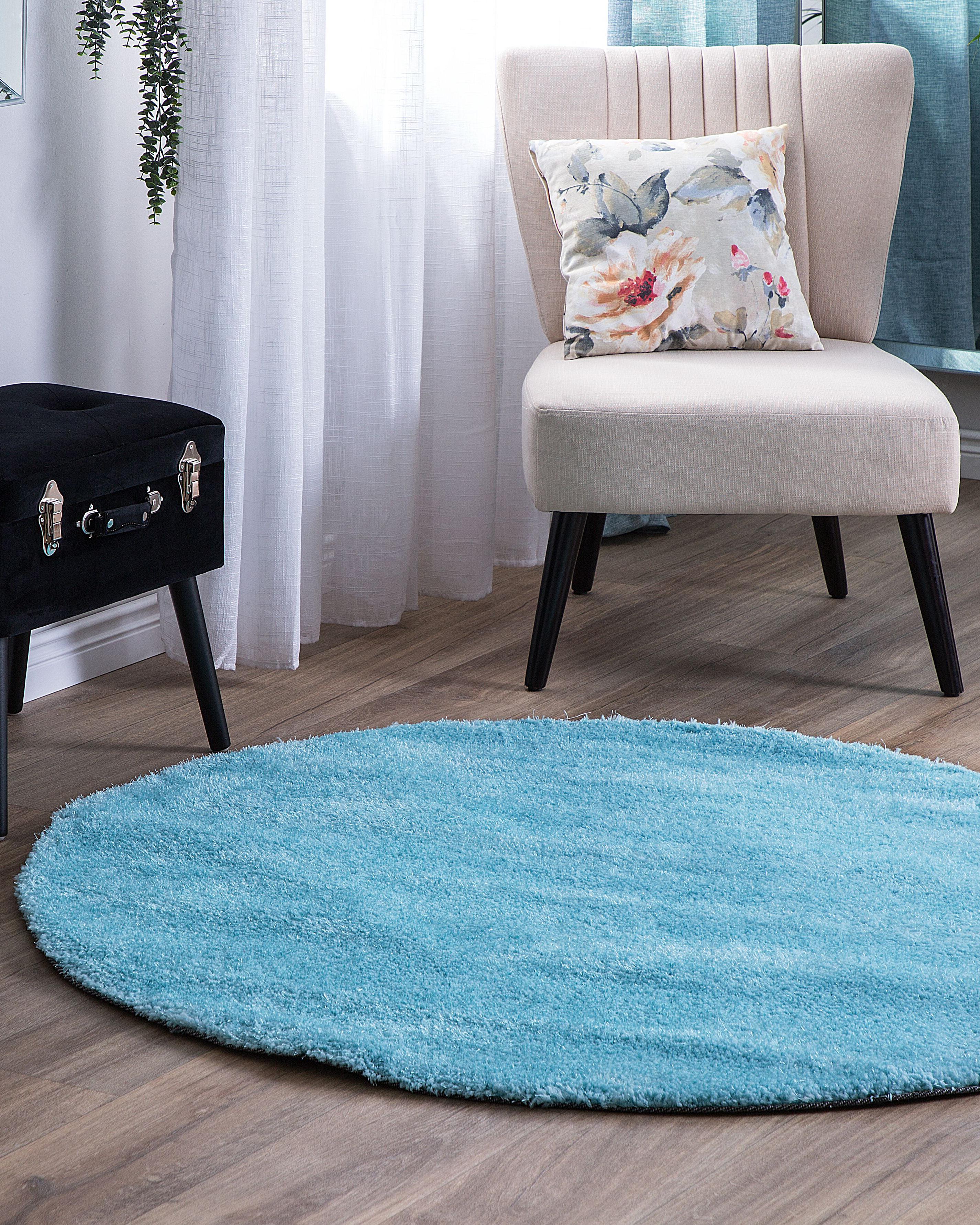 Hoogpoligvloerkleed DEMRE Lichtblauw ø 140 cm