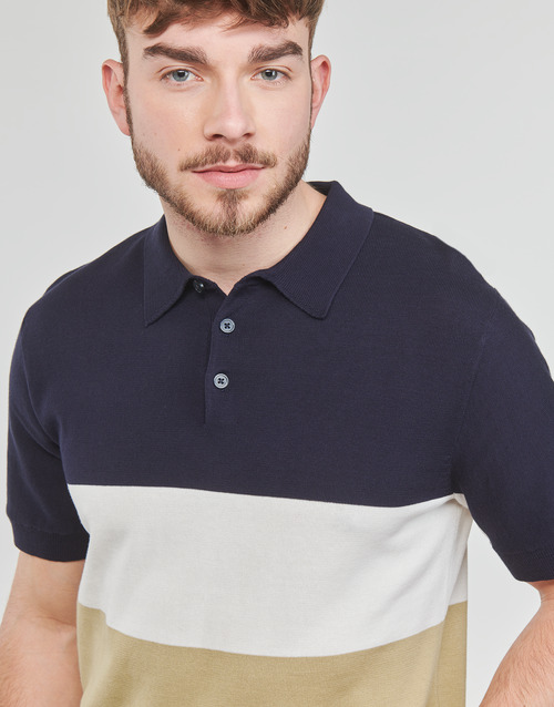 Selected - SLHMATTIS SS KNIT BLOCK POLO B - Marine / Blanc / Beige