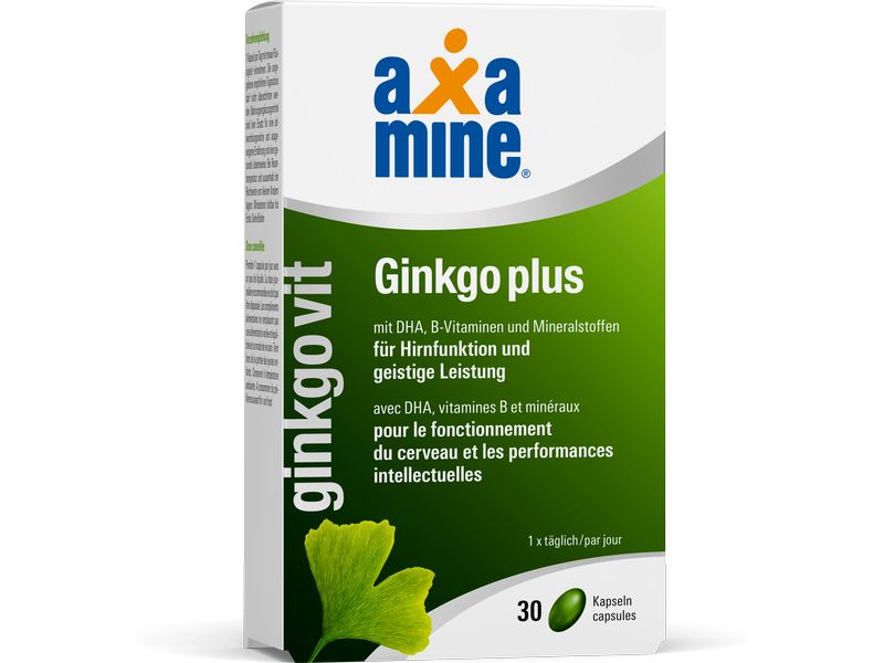 Axamine ginkgoVit Ginkgo plus 30 Kapseln Nahrungsergänzungsmittel mit dem Extrakt aus Ginkgo biloba, Omega-3, B-Vitaminen und Mineralstoffen