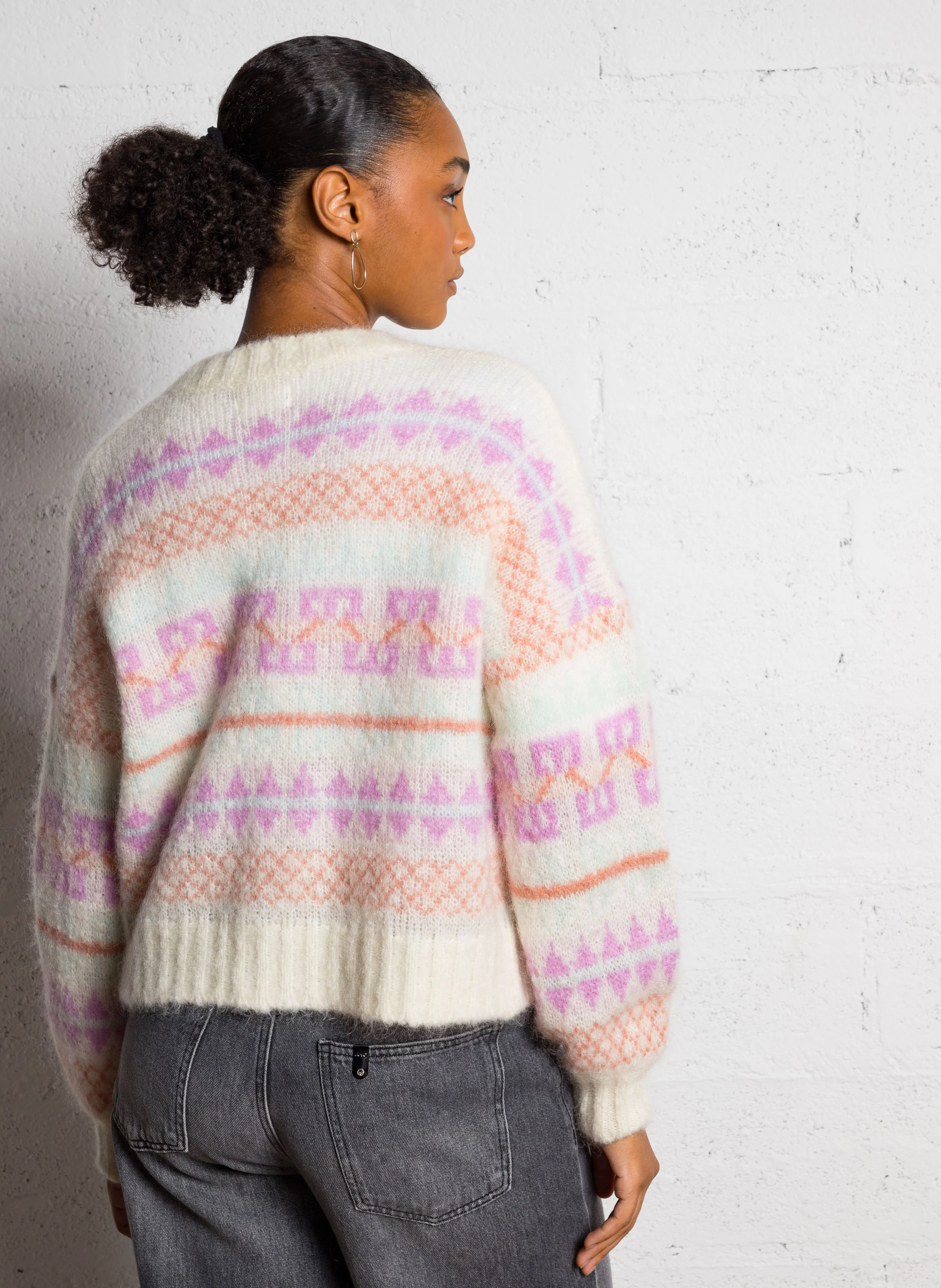 ALBUS - Gilet col rond en jacquard | Multicolore