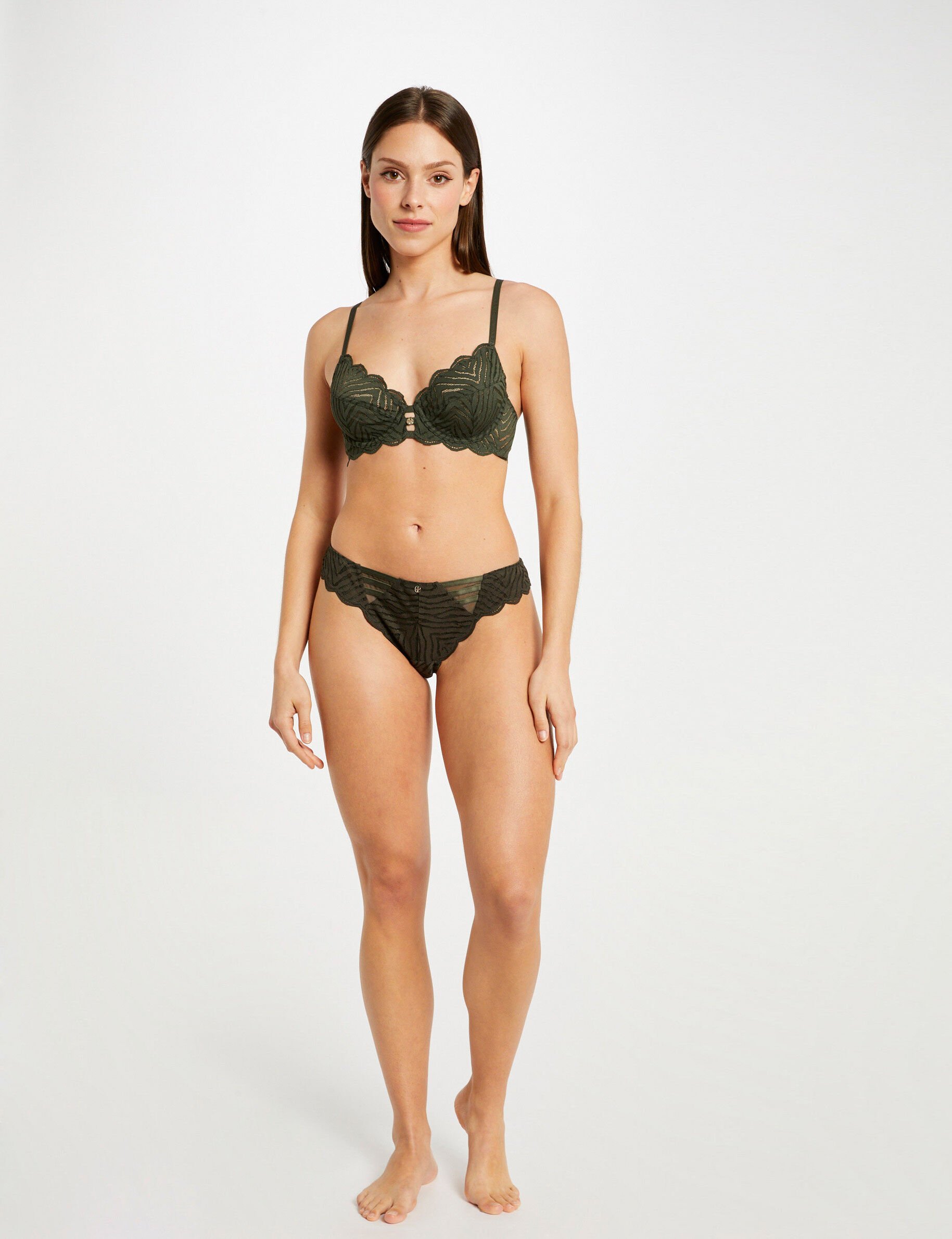 Soutien-gorge armatures corbeille vert kaki femme - vert_kaki