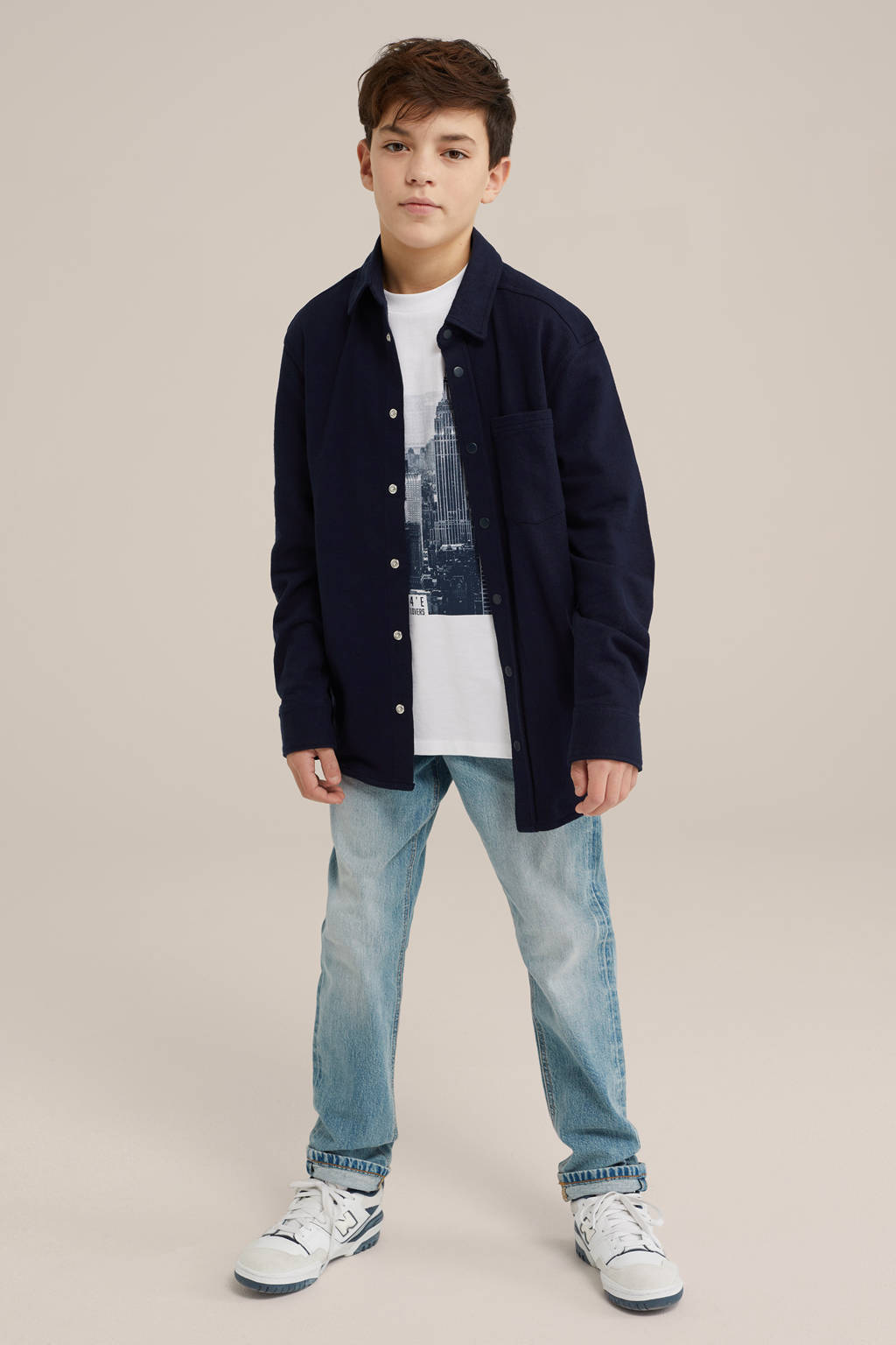 WE Fashion overhemd donkerblauw