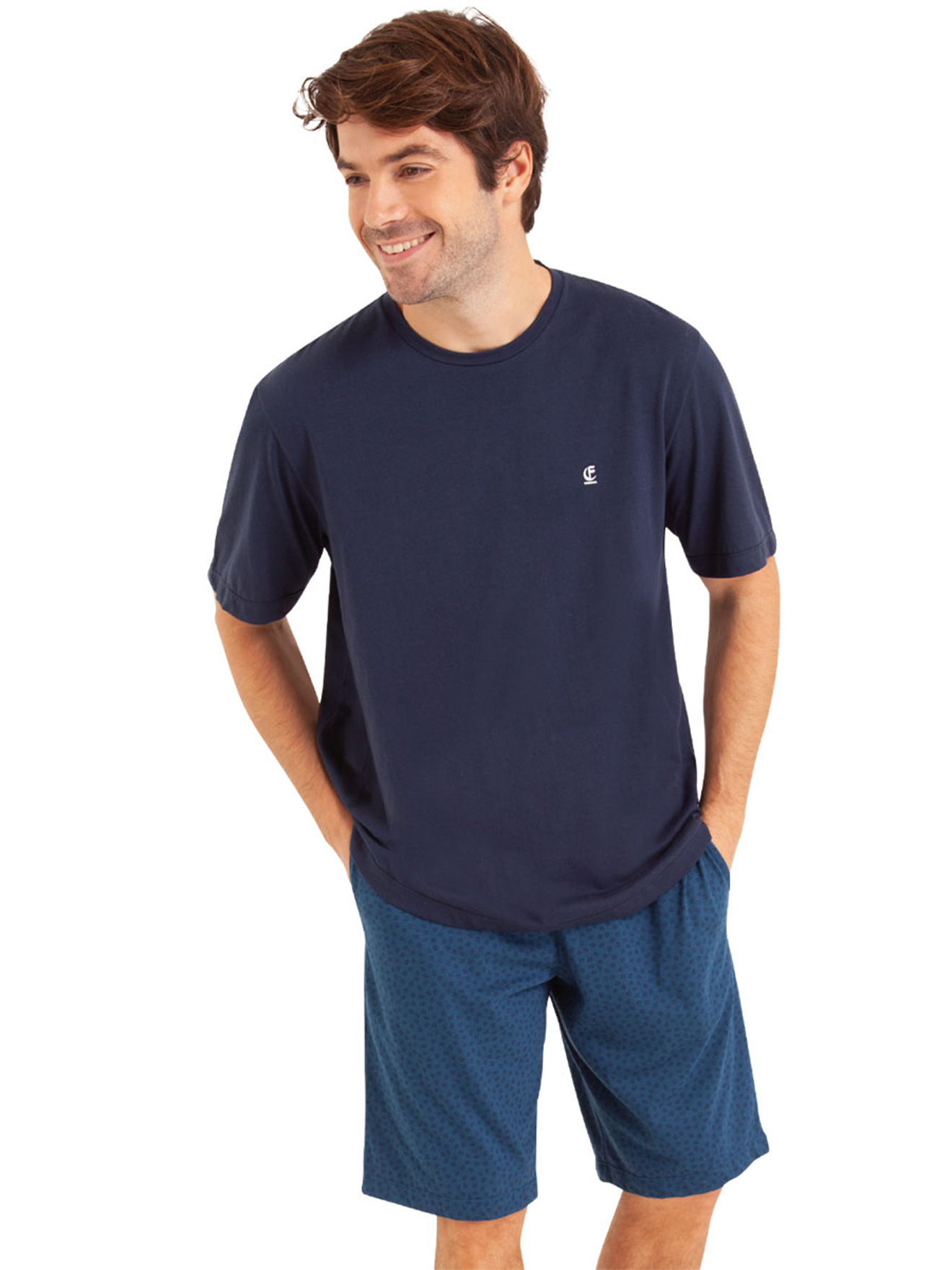 Pyjashort col rond en coton bio