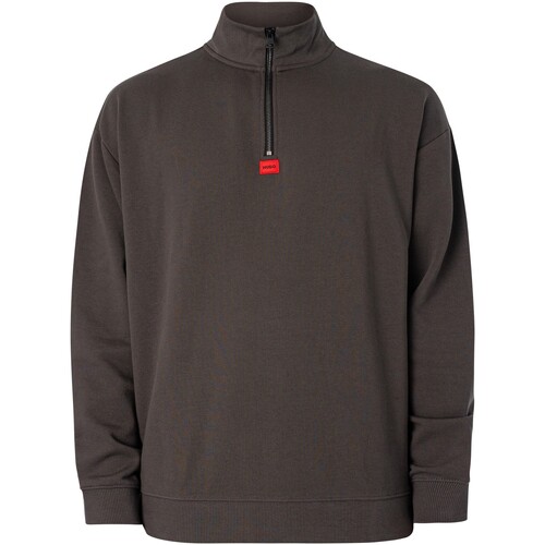 BOSS - Sudadera Con Cremallera 1/4 Durty Gris