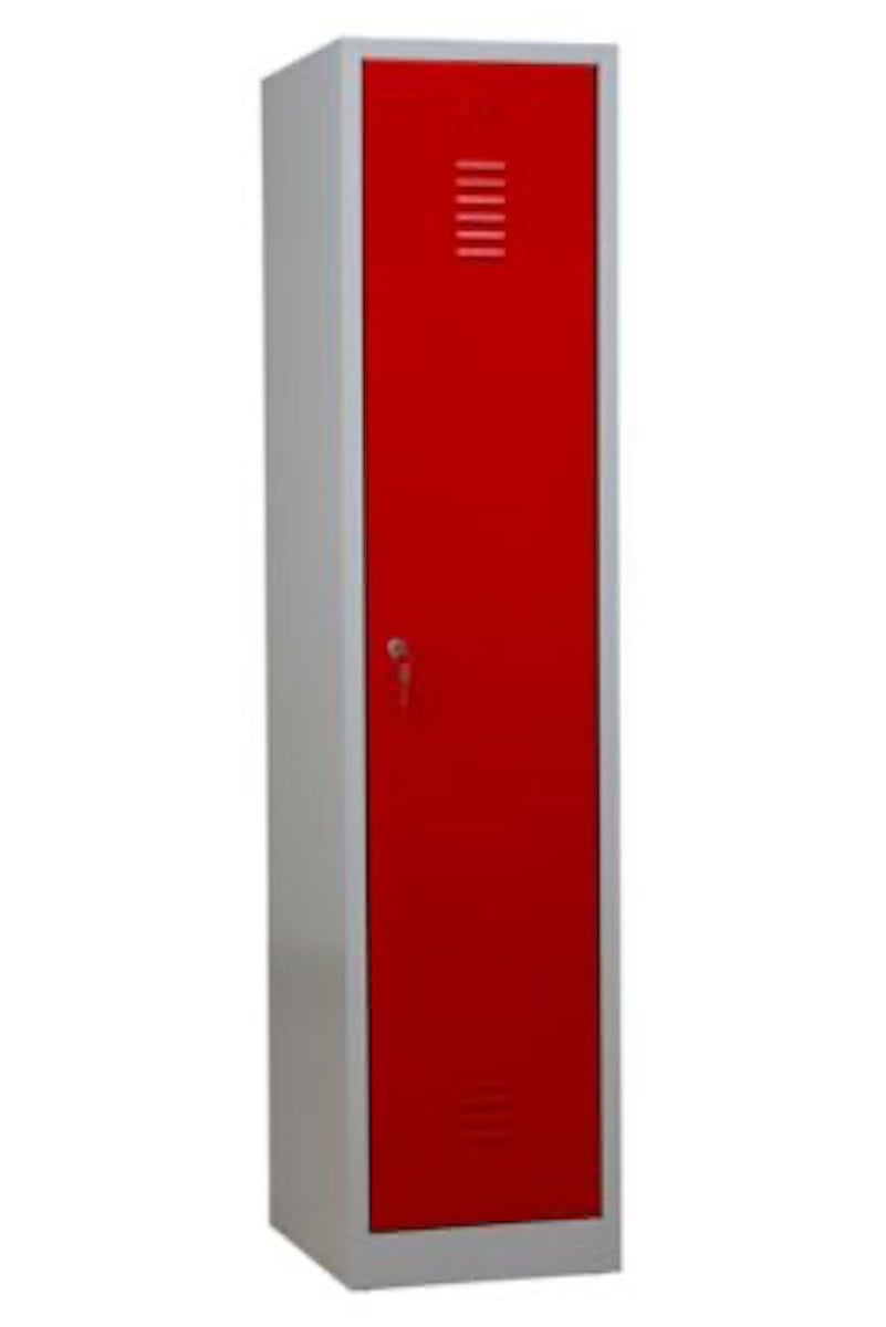PROREGAL Garderobekast Camel 1 Compartiment Met Pro Divider HxBxD 180 x 41 x 50 cm Cilinderslot Grijs-Rood