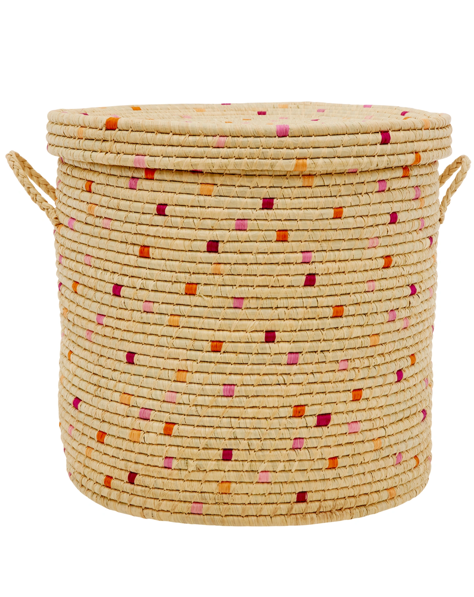 Raffia-Aufbewahrungskorb DETAILS IN RED 2er-Set mit Deckel in rot