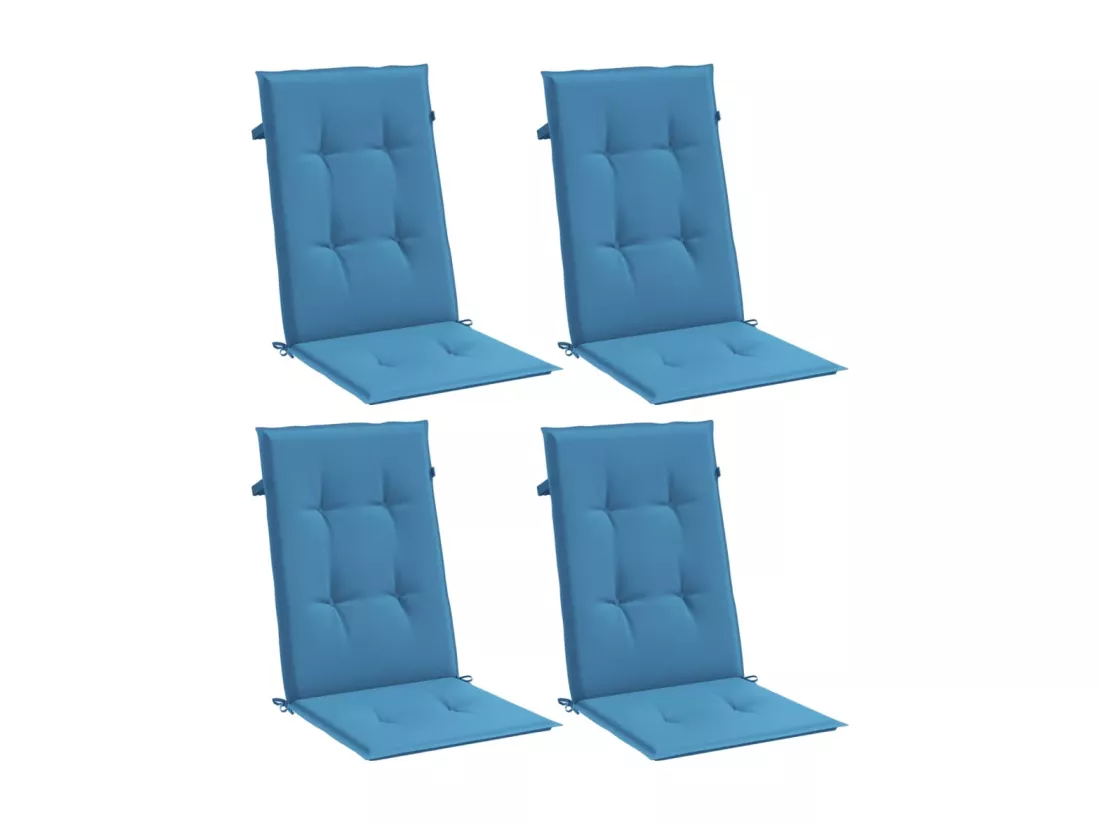 Coussins de chaise à dossier haut lot de 4 bleu mélangé tissu