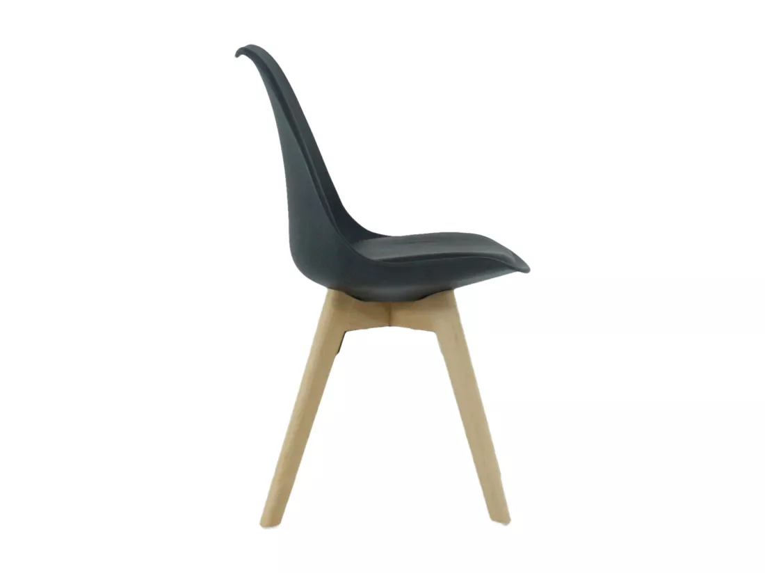 Ensemble de 6 chaises de salle à manger Lorenzo avec siège en similicuir élégant et pieds en bois massif - Parfait pour la salle à manger, le salon - Noir