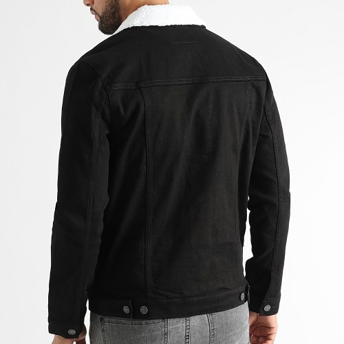 Veste Jean Col Mouton Kash Teddy DP3010 Noir