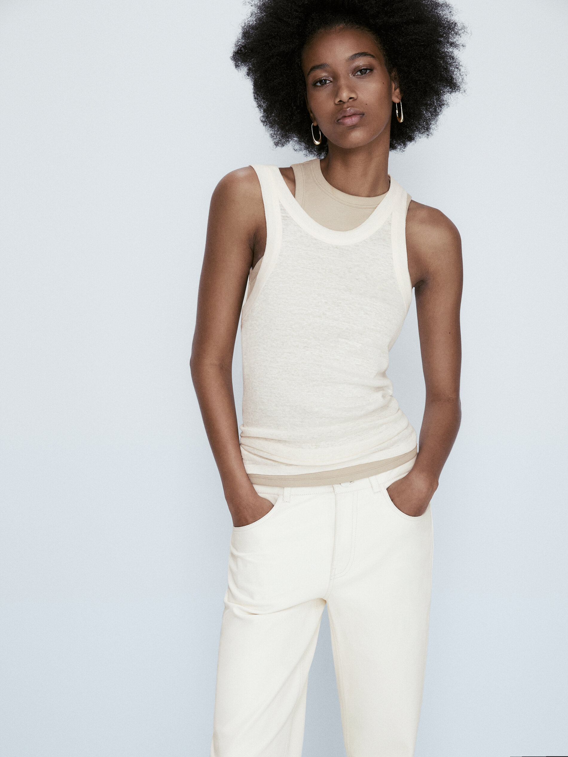 Top halter em linóleo - Bege