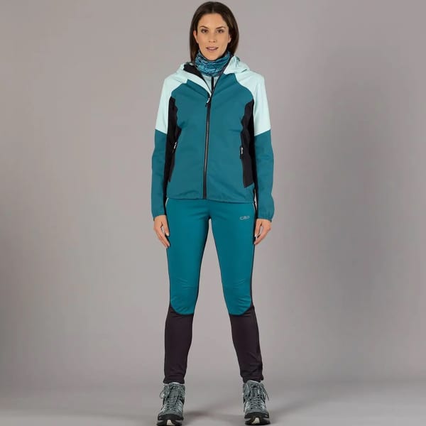 Veste randonnée CMP WOMAN UNLIMITECH 2.5L JACKET HYBRID FIX HOOD TEAL