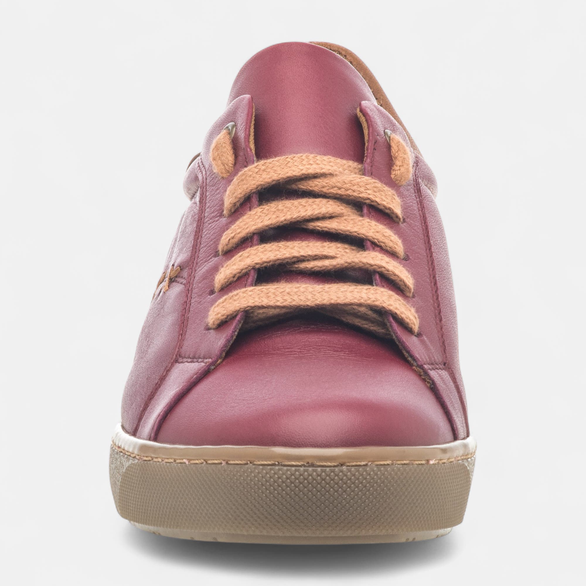 Baskets basses Femme en cuir bordeaux