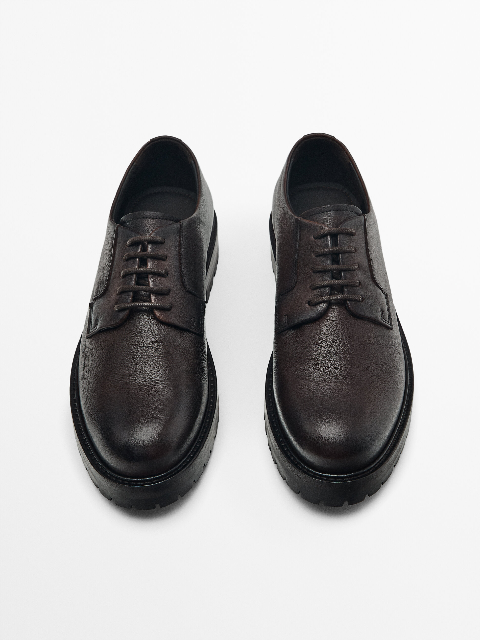Sapato blucher de couro marrom - MARROM