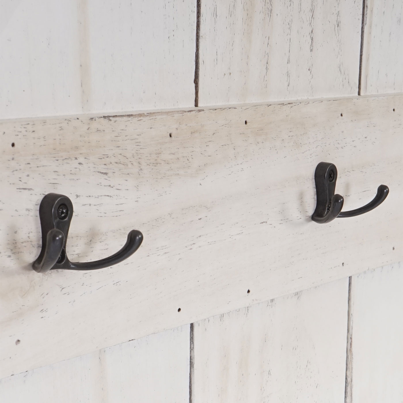 Wandgarderobe MCW-D13, Garderobe Garderobenpaneel, 6 Haken 91x60cm ~ shabby-weiß