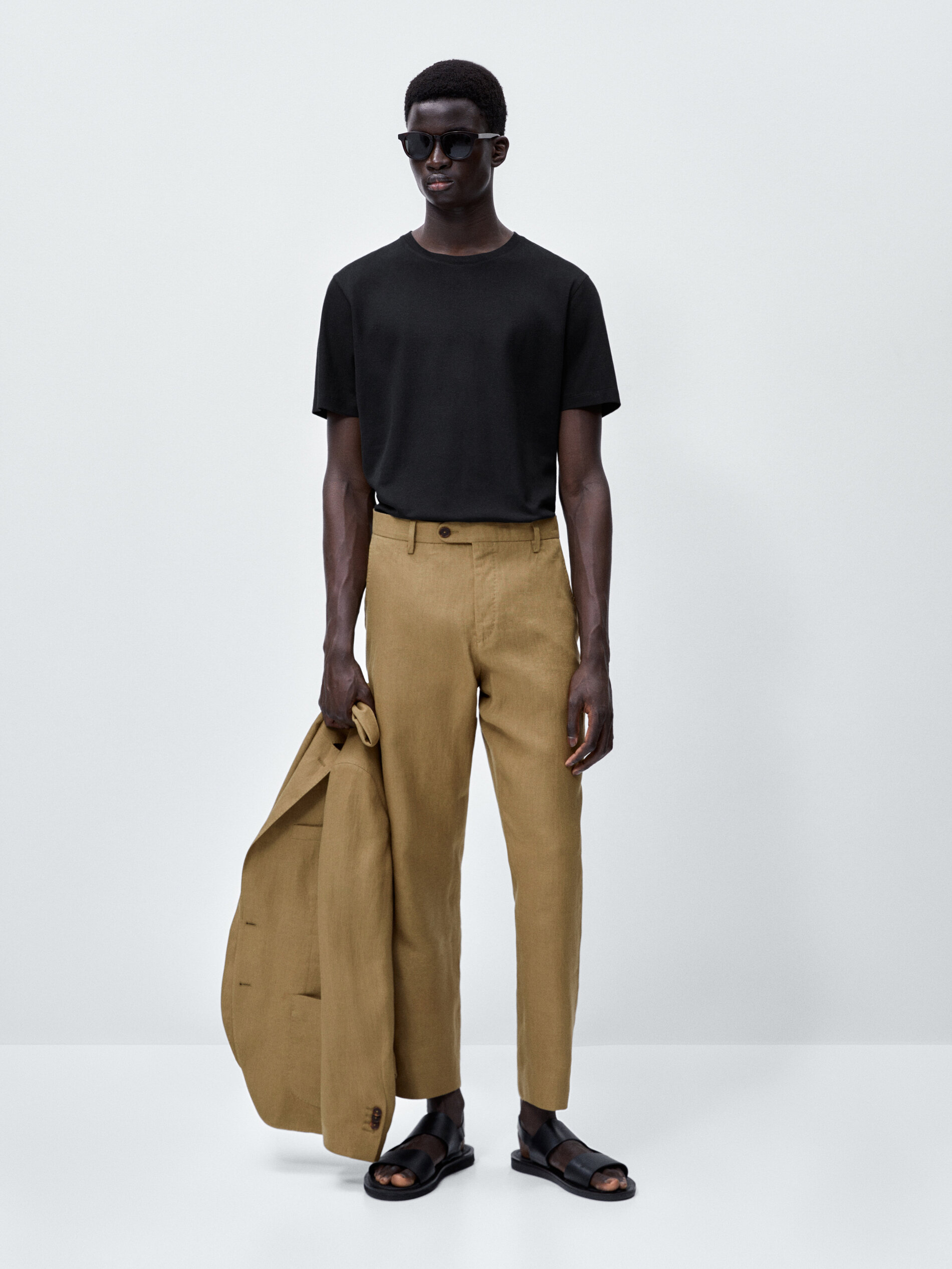 Calça pantalona 100% lino - BEGE