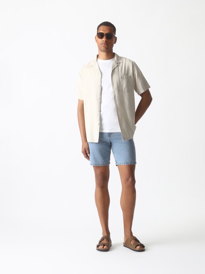 Camisa de algodão e linho - Areia
