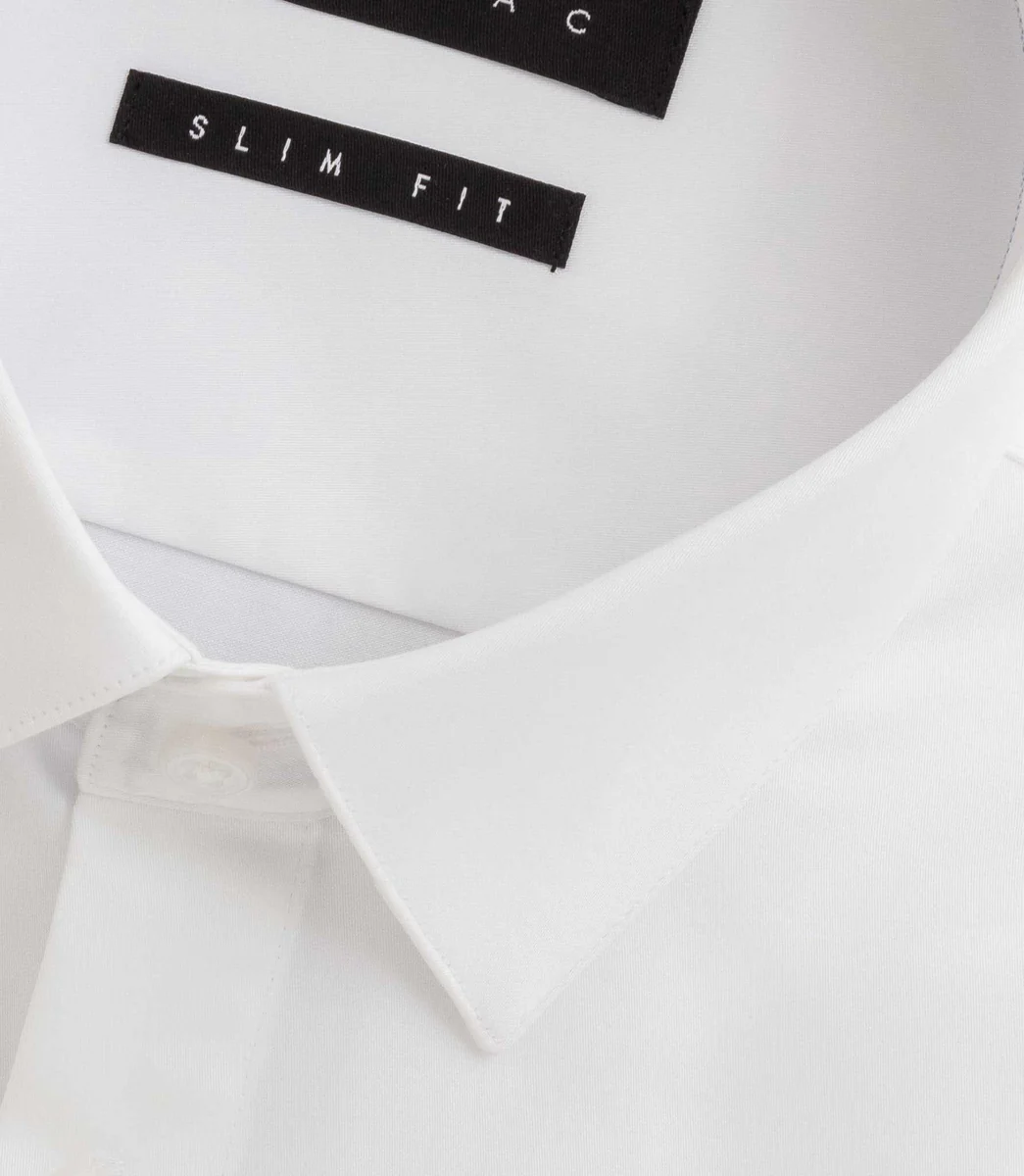 Chemise slim en satin de coton blanc SATINSLIM