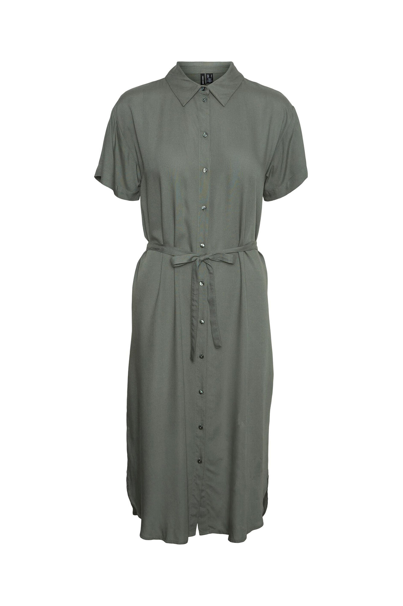 Vestido camisa de manga curta - Verde