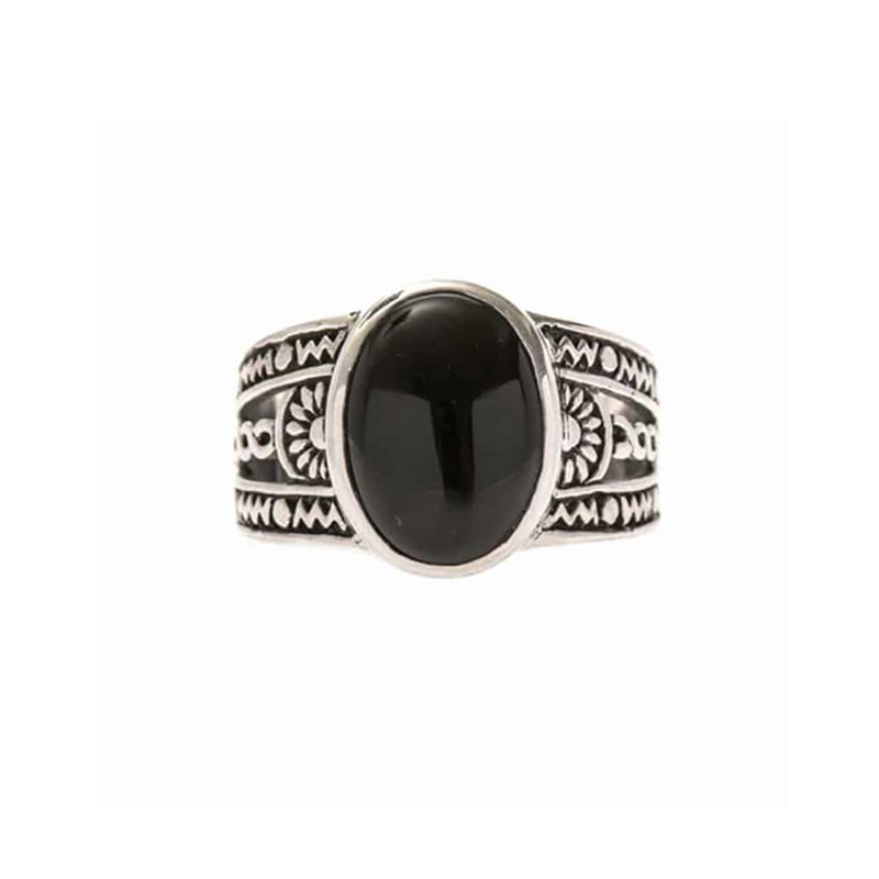 Bague Homme Ethnique Onyx Argent