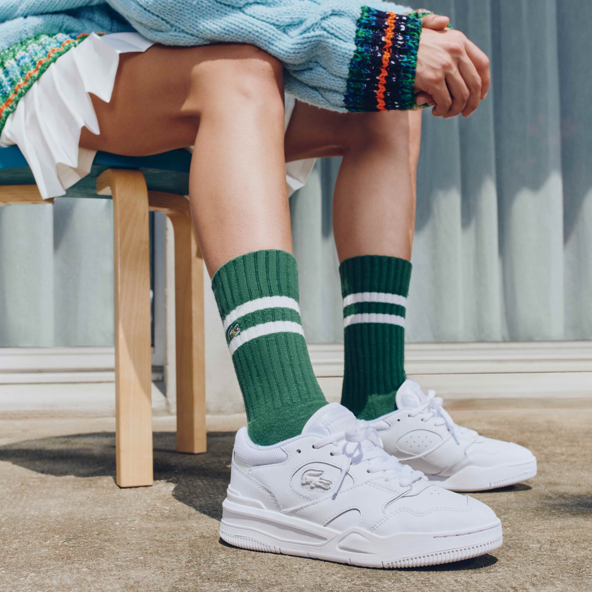 Sneakers Lineshot femme en cuir talon siglé Sneakers - Blanc - Lacoste - Femme