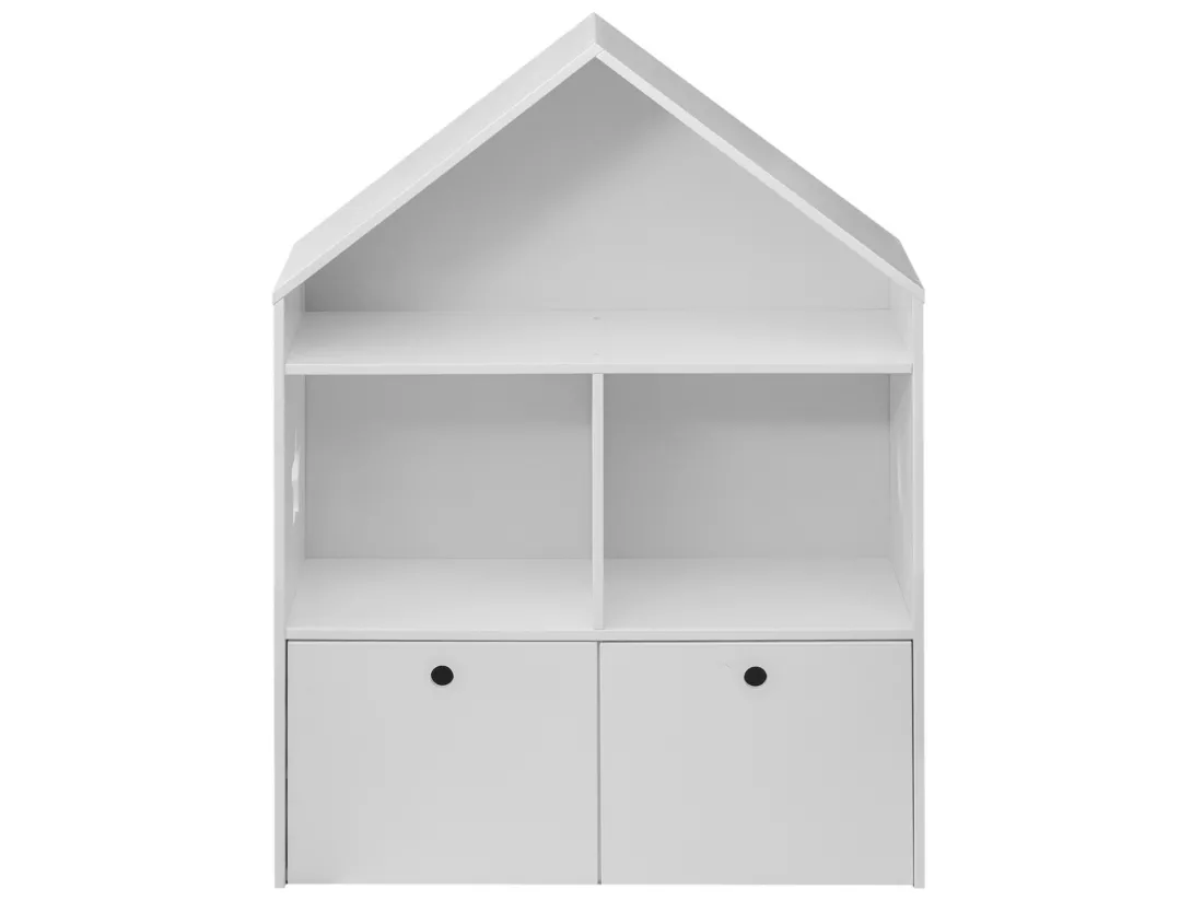 Bibliothèque pour enfants en Bois Blanc 3 Etageres 2 Tiroirs