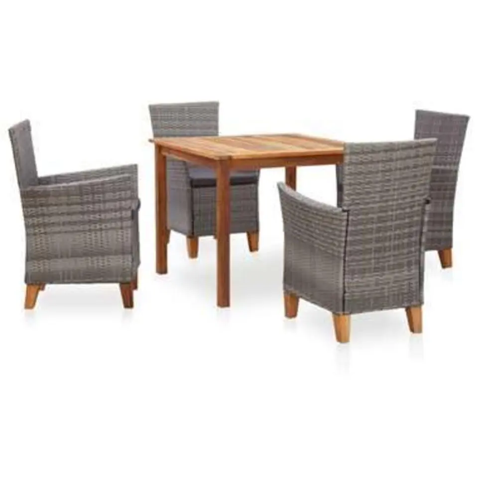 vidaXL - Eethoek Voor Buiten - Grijs - Poly rattan