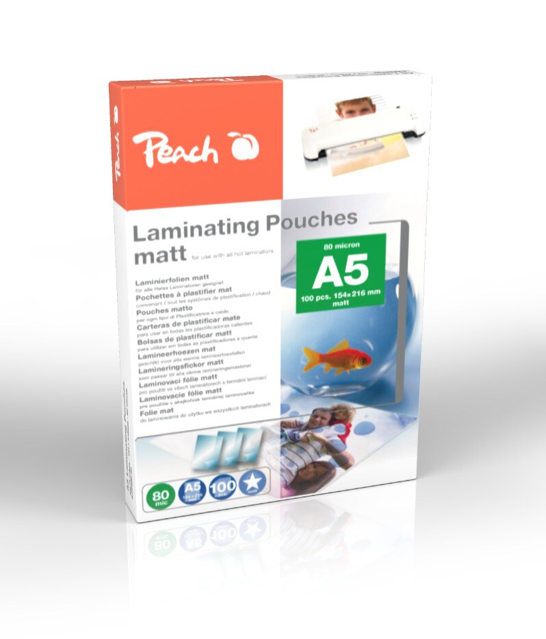 Peach 100 x A5 Laminierfolien, 80 mic, matt
