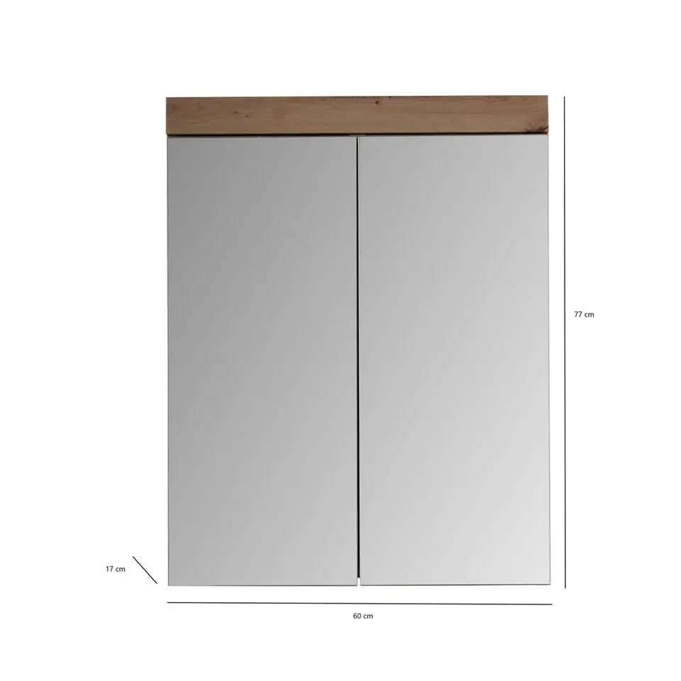 Hioshop AmandaMando spiegelkast 2 deuren donker eiken decor- spiegelglas