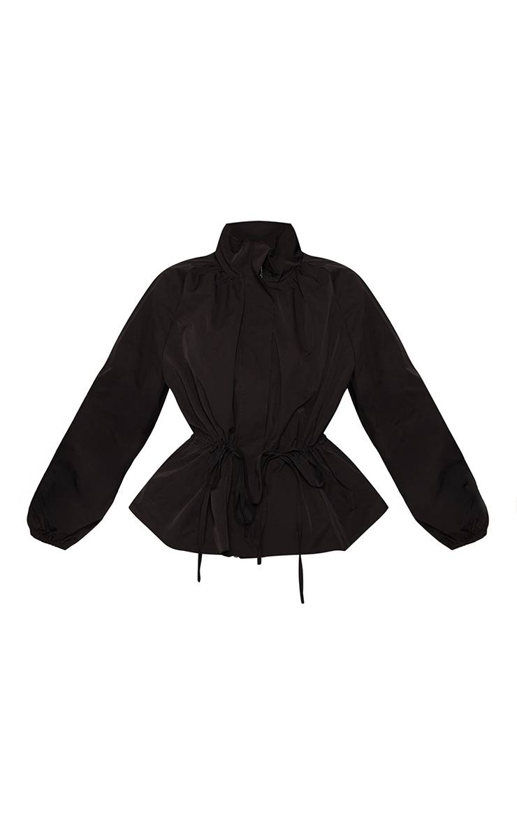 Noir Coupe-vent Col Cheminée Taille Cintrée