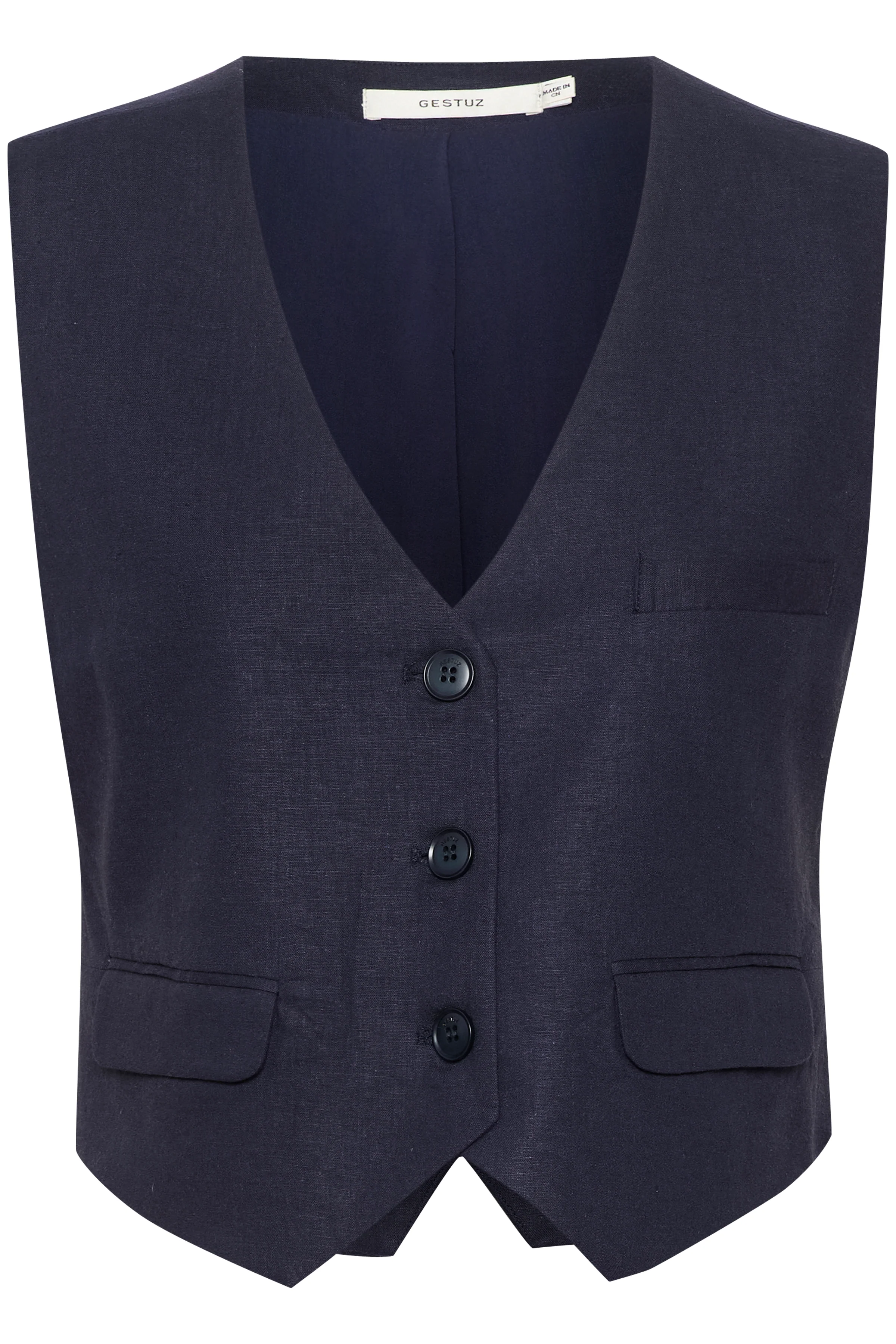 GESTUZ  Liza linen vest - Seaborne