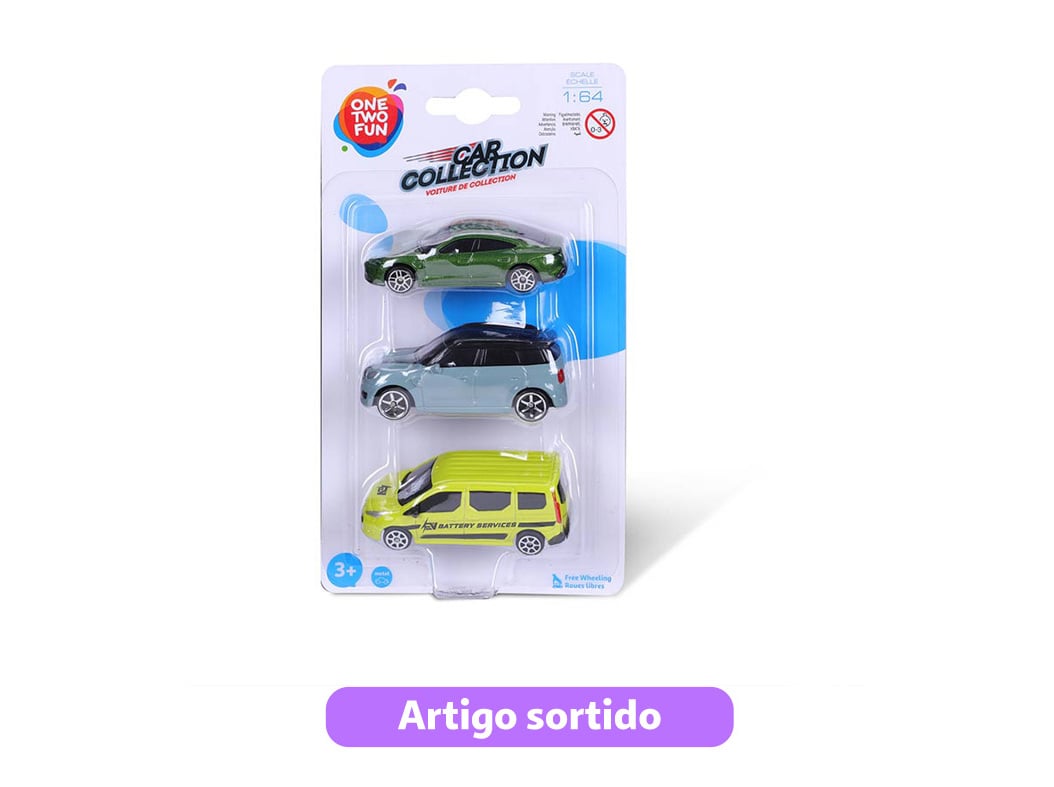 VEÍCULOS MINIATURA ONE TWO FUN cONJUNTO DE 3 UNIDADES MODELOS SORTIDOS