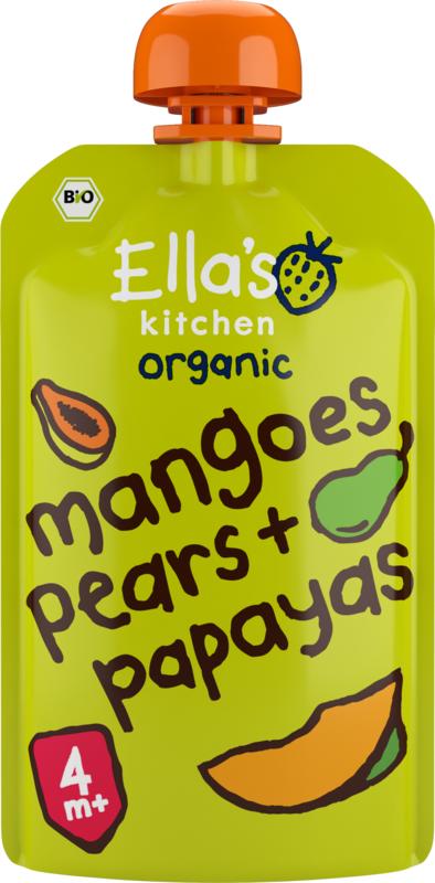 Ella’s Kitchen Mangoes pears & papayas knijpz akje 4+ maanden bio (120 gr)