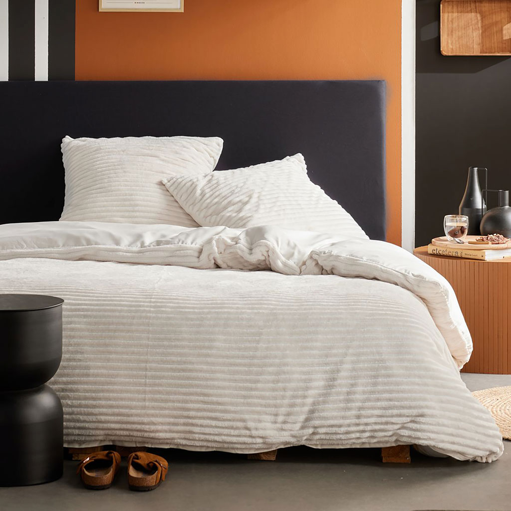 Parure housse de couette cotelée MOKA crème 240x220cm