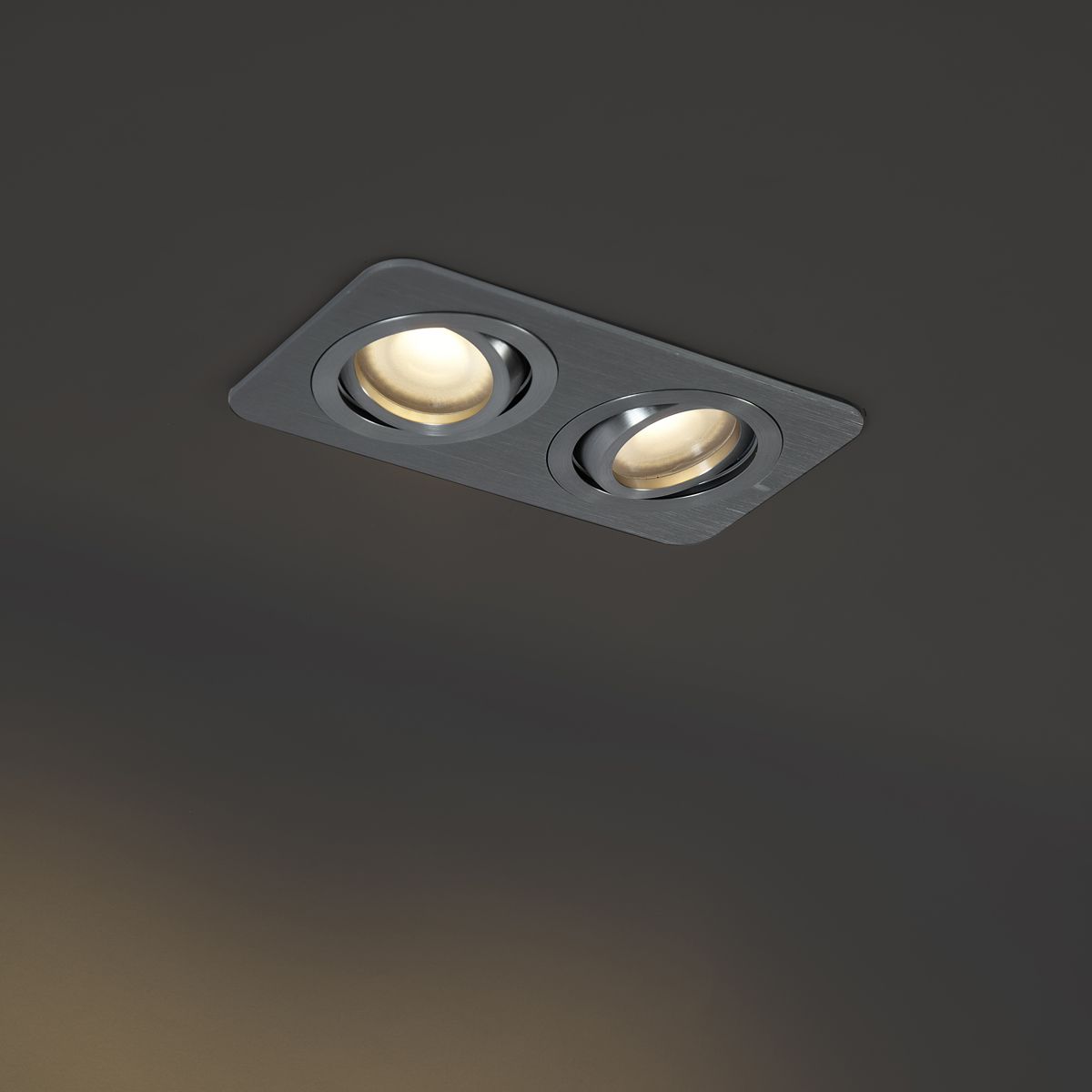 Set van 6 afgeronde inbouwspots gunmetal GU10 50mm draai- en kantelbaar IP44 2-lichts - Alberto