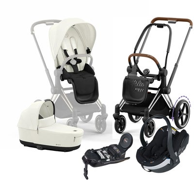 Cybex e-Priam Duovogn inkl. BeSafe iZi Go Modular X2 & Base, Off White/Chrome Brown