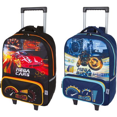 Sac à dos à roulettes Megacars / Megabikes - 1 compartiment - marine ou noir - Oberthur