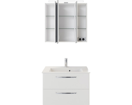Pelipal Kumba badkamermeubelset, BxHxD 77 x 200 x 50 cm, hoogglans witte fronten met witte mineraalgietwastafel, 99.77012609