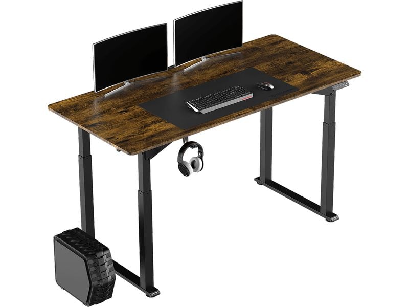 Ultradesk Gaming Tisch Uplift Braun/Schwarz Robuster Gaming-Tisch mit elektrischer und stufenloser Höhenverstellung