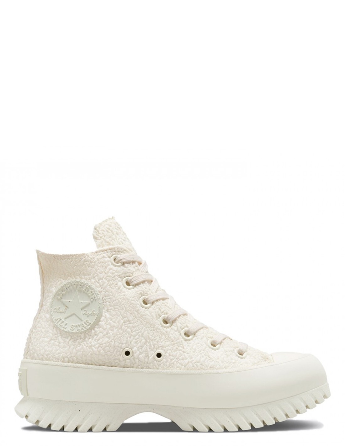 converse sneakers compensées montantes femme ctas lugged 2.0 hi egret jacquard froissé blanc
