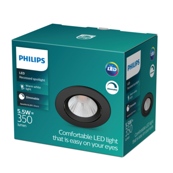 Philips inbouwspot LED Sparkle 1x5,5W zwart 2700K