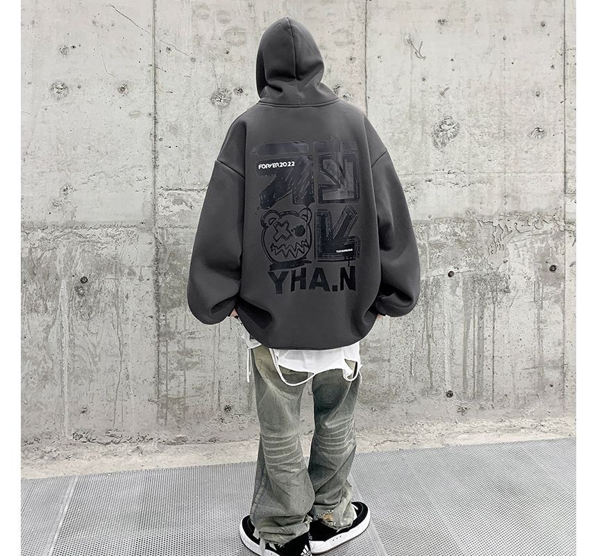 YERGO - Hoodie met trekkoord en berenprint