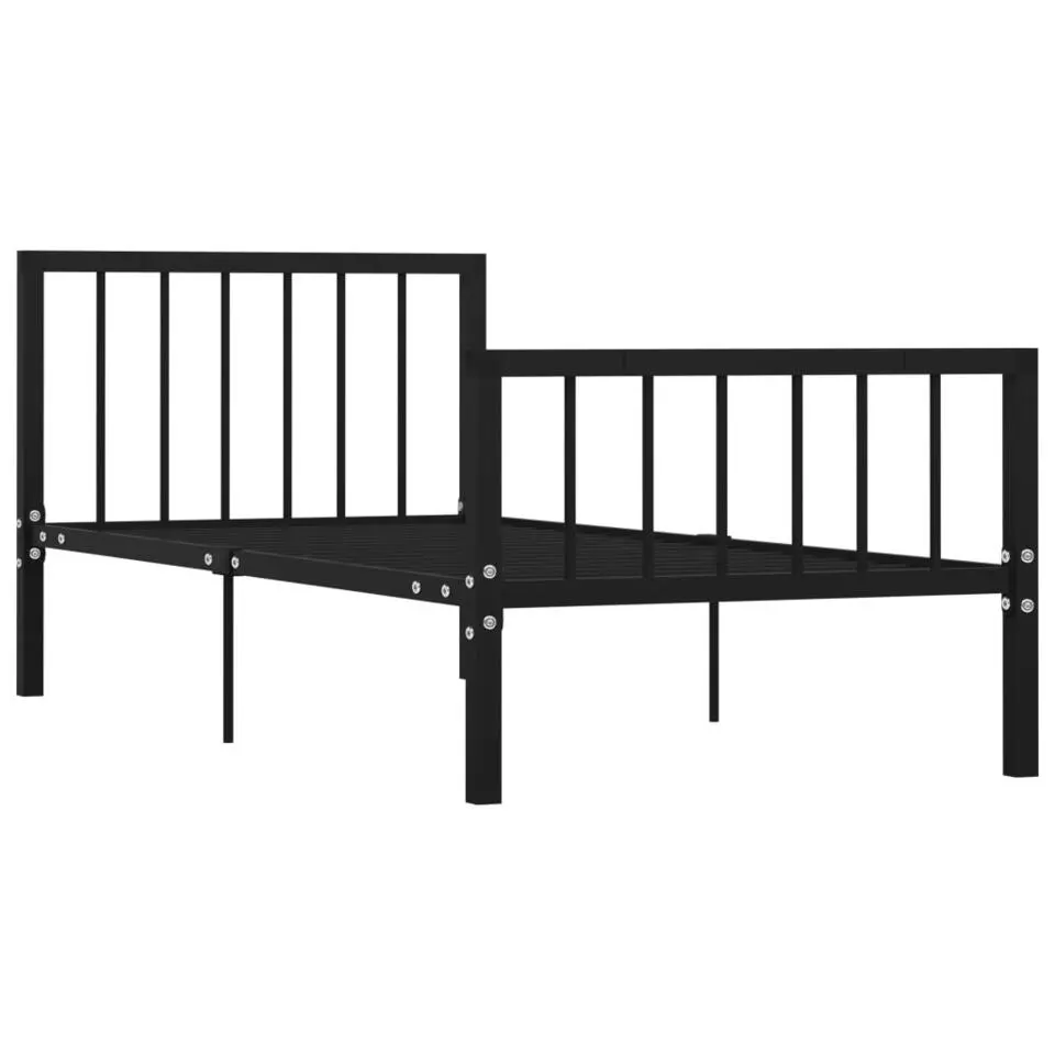 vidaXL - Bed frame met hoofdbord - Zwart - Metaal - 90 x 200 cm