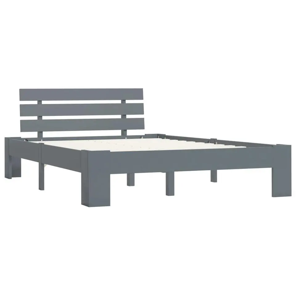 vidaXL - Bed frame met hoofdbord - Grijs - Massief grenenhout - 120x200 cm
