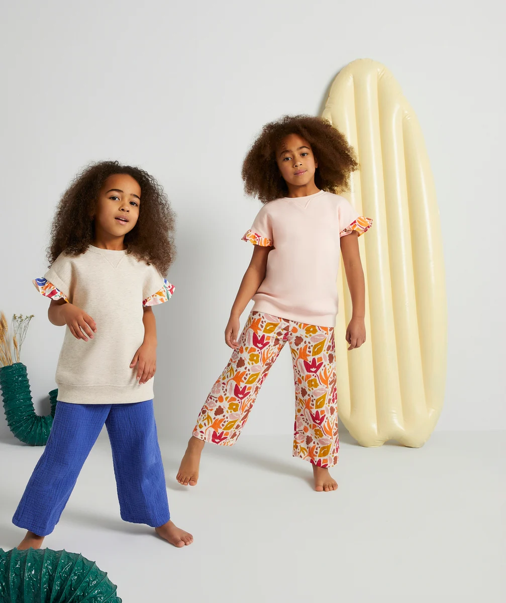PANTALON FLUIDE ÉVOLUTIF EN GAZE DE COTON IMPRIMÉ COLORÉ