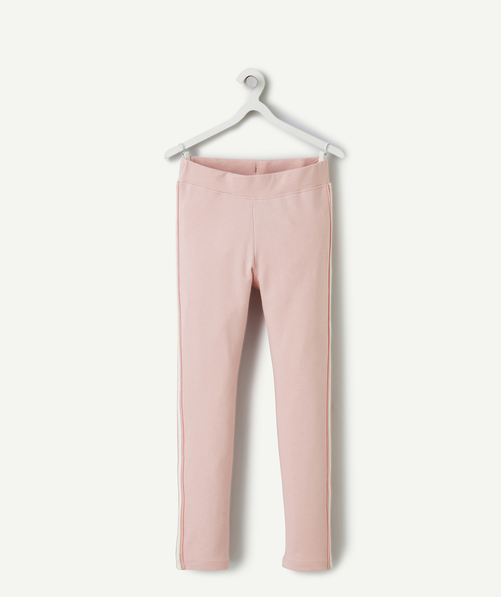 TREGGING FILLE EN VISCOSE RESPONSABLE ROSE ET DÉTAILS BLANC